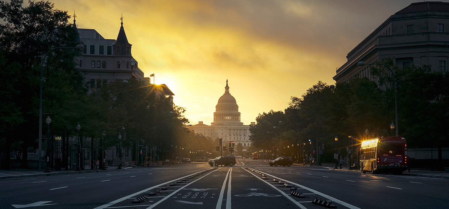 The Capitol building at sunrise