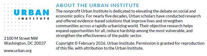 Urban Institute Copyright February 2016