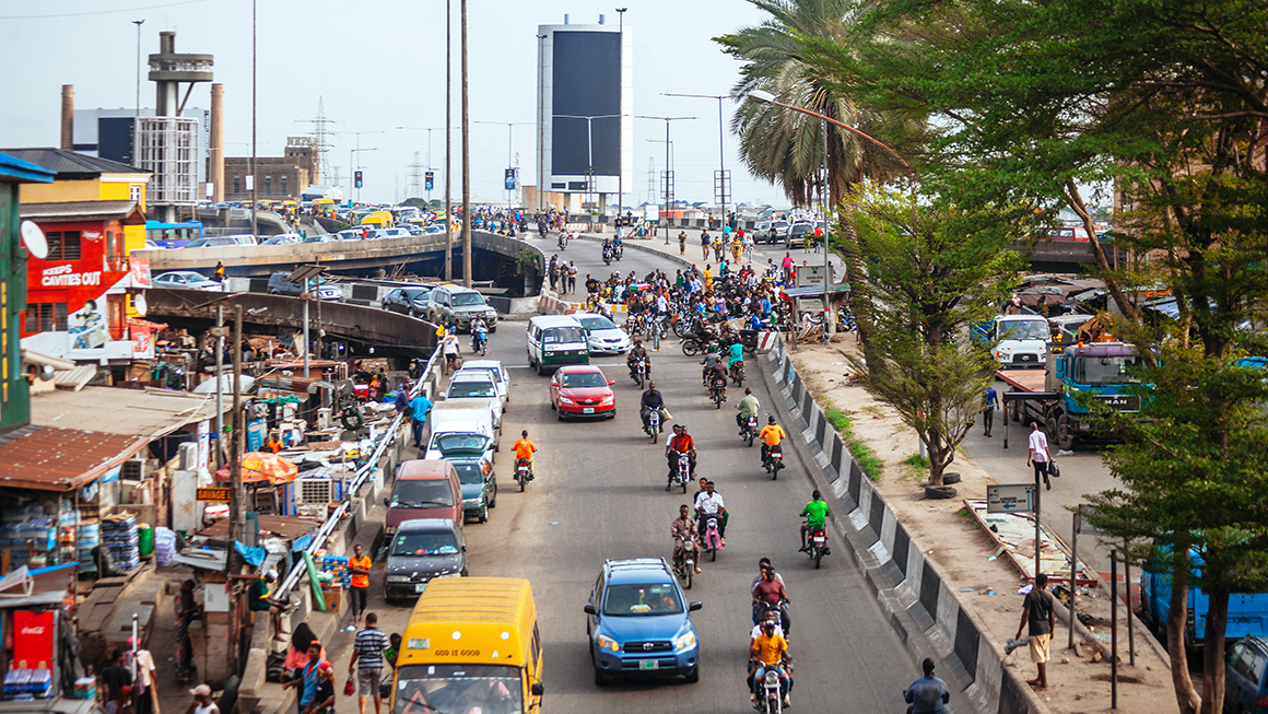 A busy street.