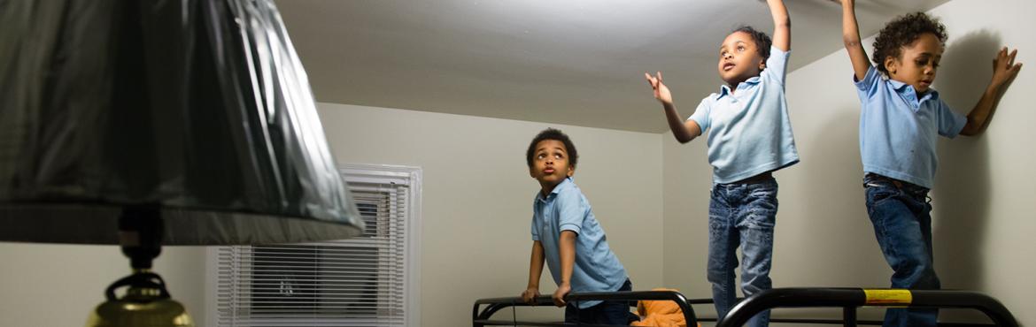 children playing in a house