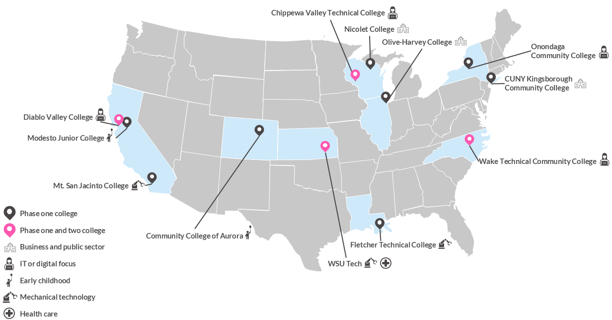 map of CTE colab colleges