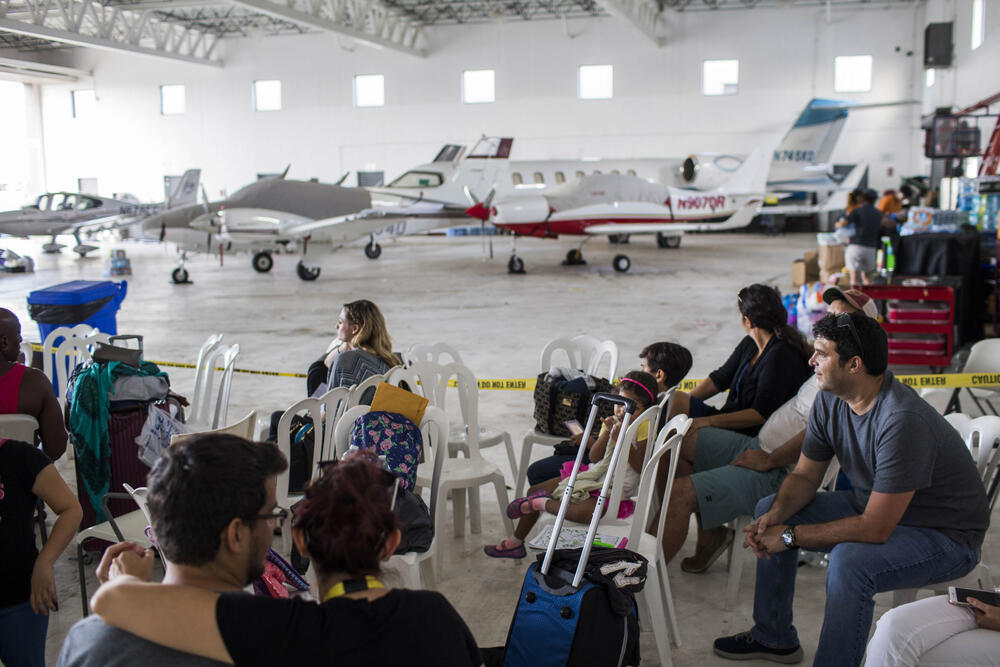 photo of the reception Center for Puerto Rican refugees set up at the Orlando International Airport in Orlando, Florida