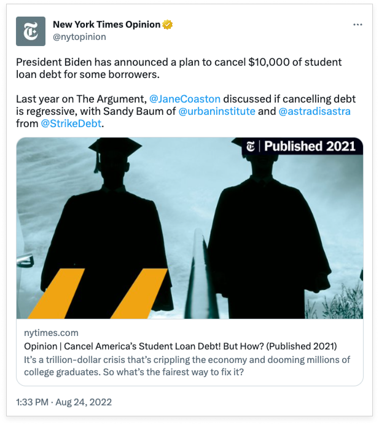 New York Times Student Debt Tweet