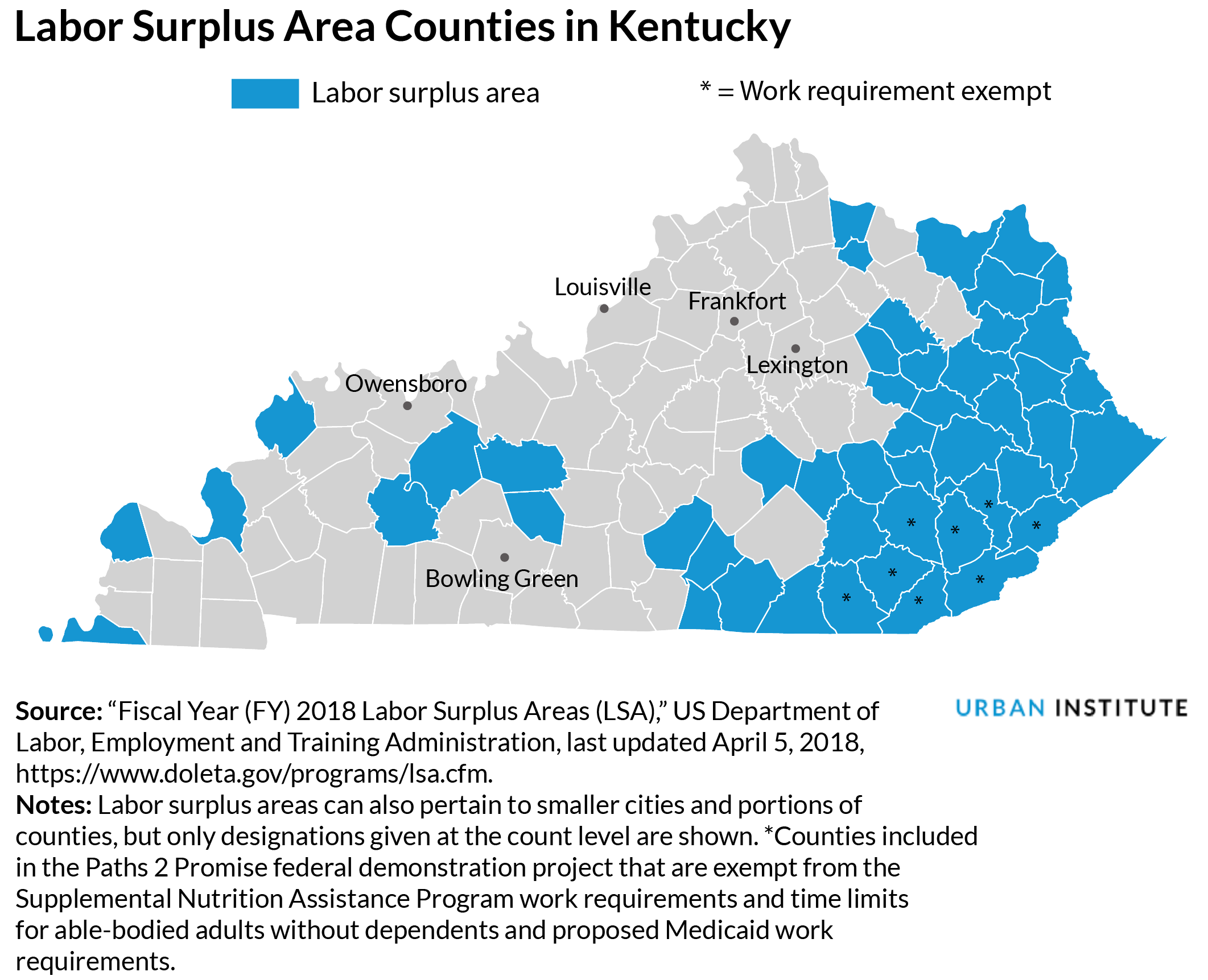 map of Kentucky labor surplus areas