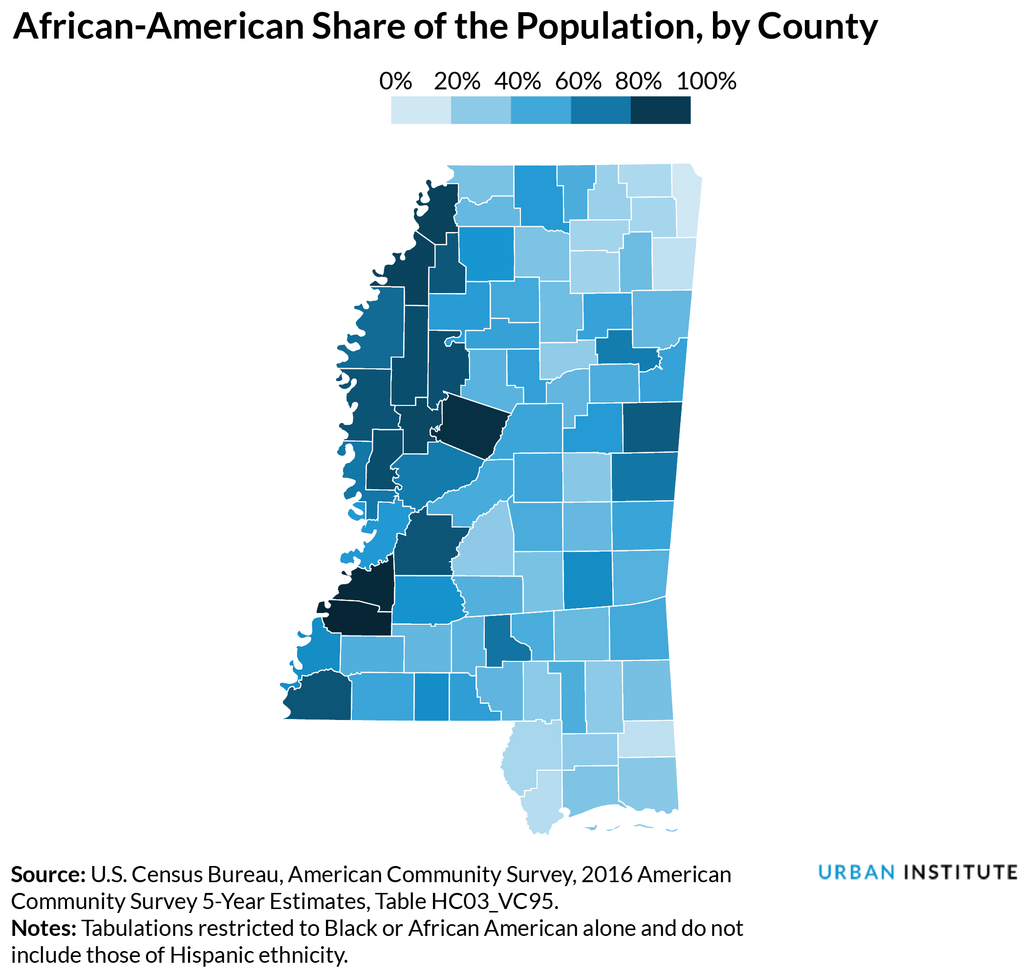 african american share of population by county