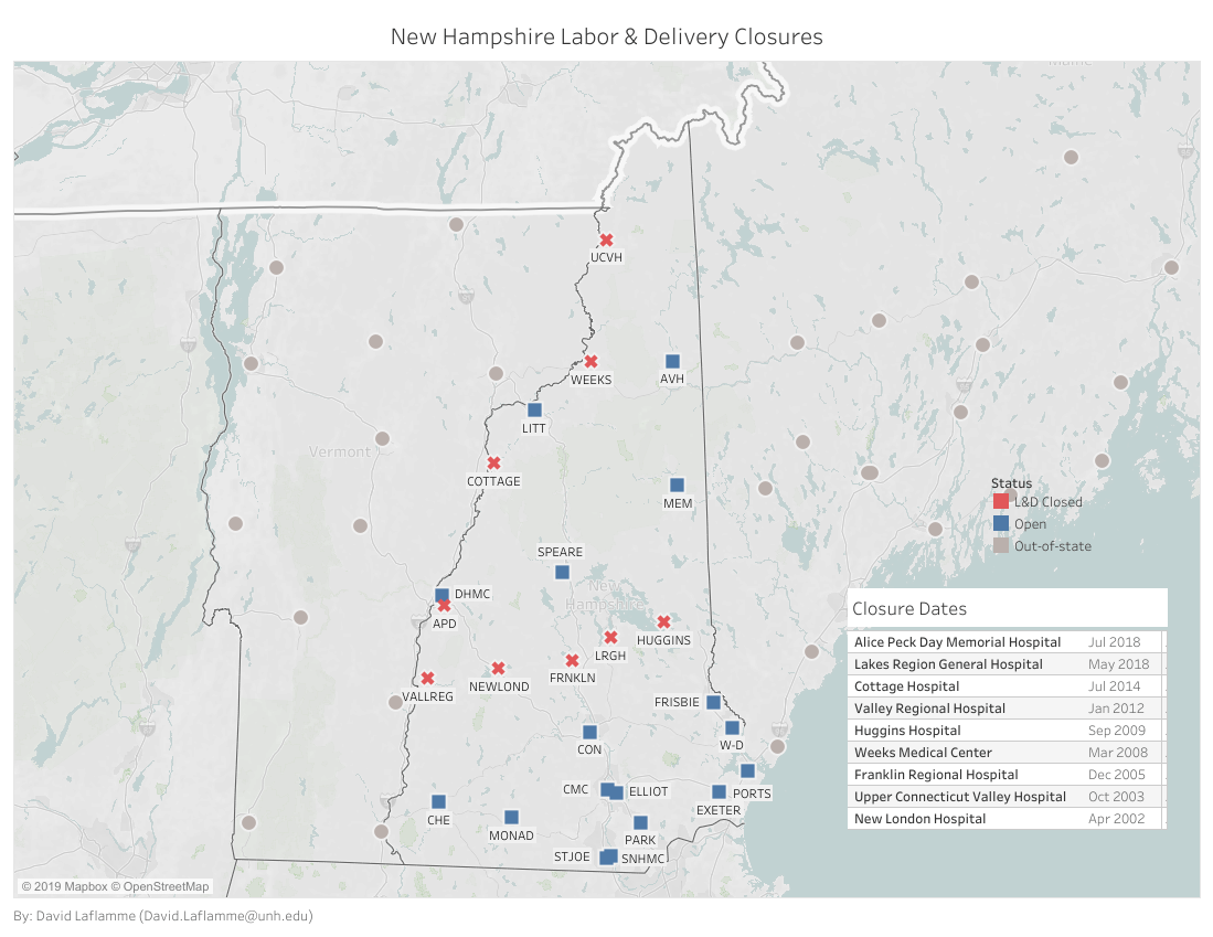 map of labor and delivery units in new hampshire that are closed