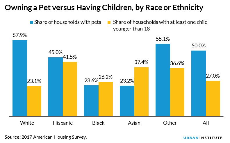 owning a pet versus having children by race or ethnicity