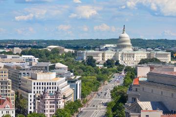 Washington DC - Aerial view of Pennsylvania street with federal buildings