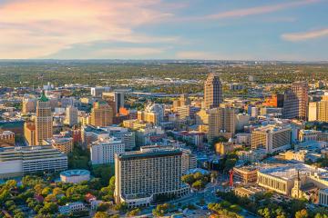 Top view of downtown San Antonio in Texas 
