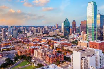 Dallas city downtown skyline cityscape of Texas