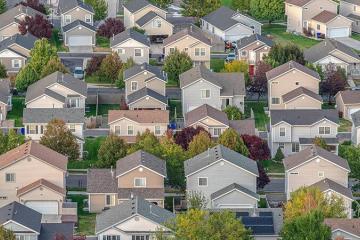 Aerial image of a suburban neighborhood