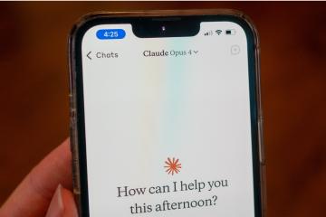 Close-up of a person's hand holding a smartphone and using the Opus 4 model within the Claude app from AI company Anthropic, Lafayette, California, May 22, 2025. (Photo by Smith Collection/Gado/Getty Images)