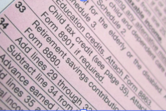 Close-up image of a state tax form