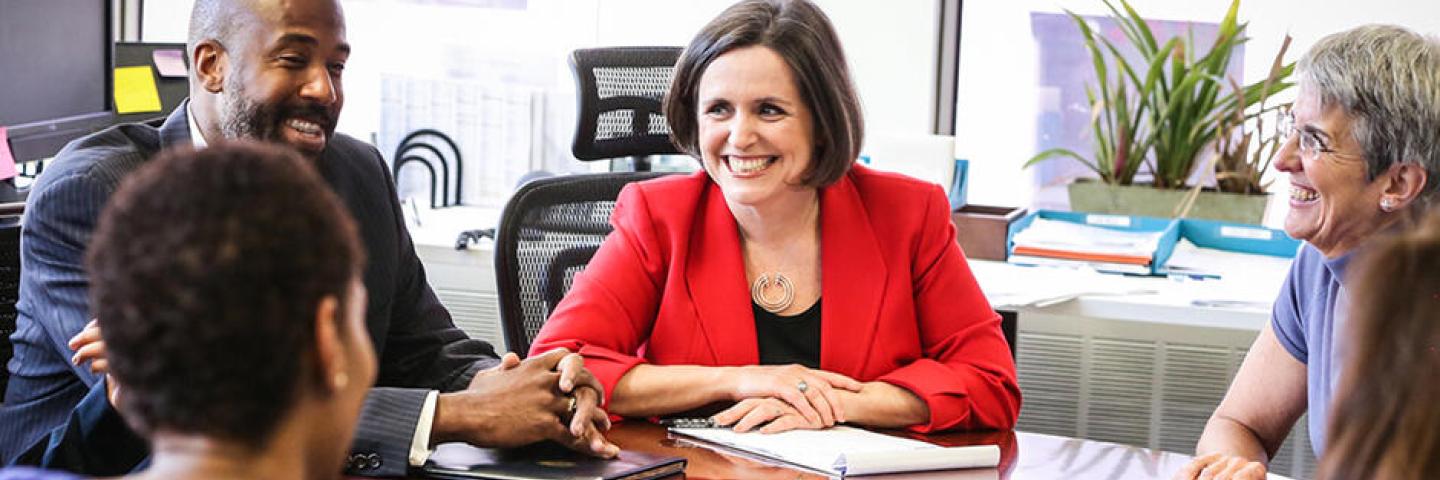 Urban Institute president Sarah Wartell with staff