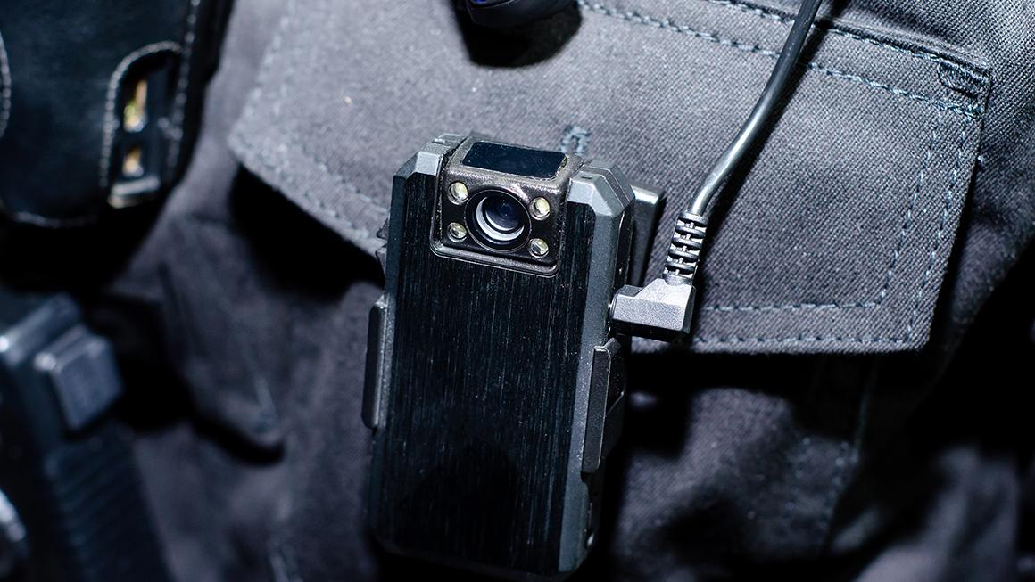 Close up of a police officer's body camera