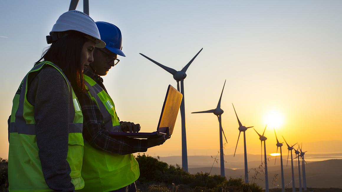 photo of wind turbine engineers