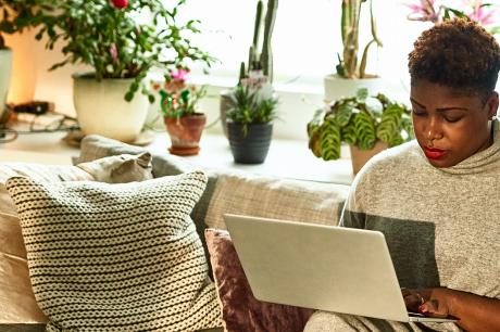 Woman works from home