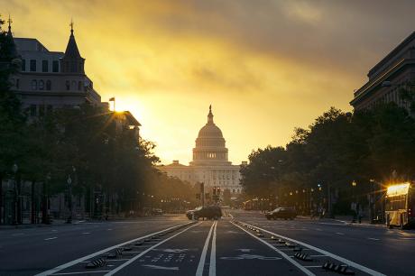 The Capitol building at sunrise