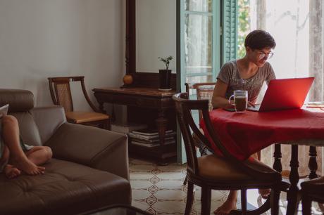 Family works remotely