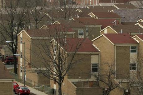 The housing project of Sursum Corda, seen from the roof of 1111 North Capitol Street in northeast Washington, D.C.