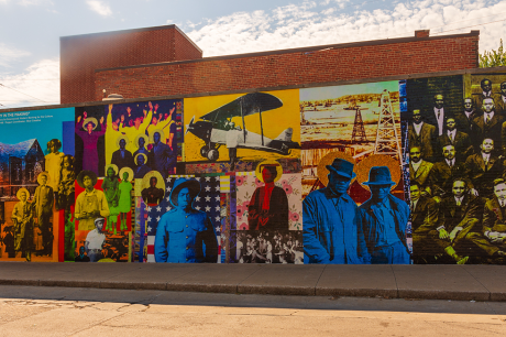 photo of mural in Historic Black Wall Street - Greenwood Section of Tulsa, Oklahoma