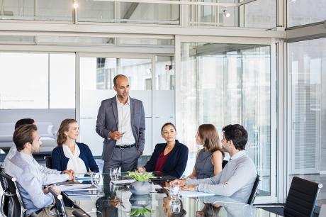 A work meeting in a conference room.