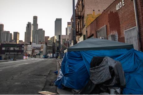 Homeless tent on a street