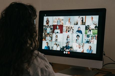 Woman joins a virtual meeting