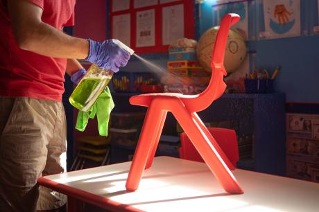 Person cleans child care facility 