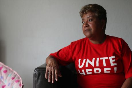 A woman is waiting for unemployment benefits