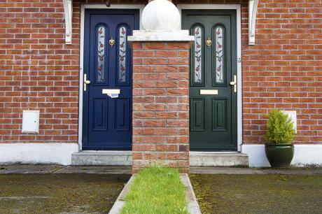 Doors to an apartment building