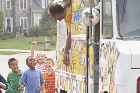 Kids run after ice cream truck
