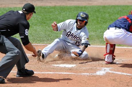 Minor league baseball players play a game