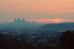 City skyline in the sunset