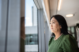 photo of businesswoman contemplating in the office