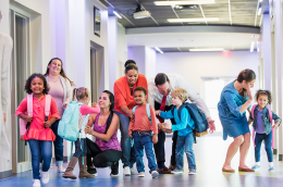 photo of teachers and young students