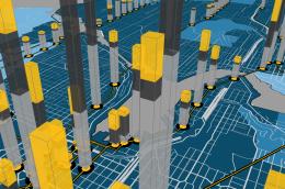An illustration overlaying stacked bar charts onto a Washington map. 