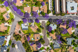 Aerial view of a suburban neighborhood 