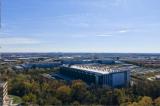 A photo of several data centers in Ashburn, Virginia, on an autumn day. 